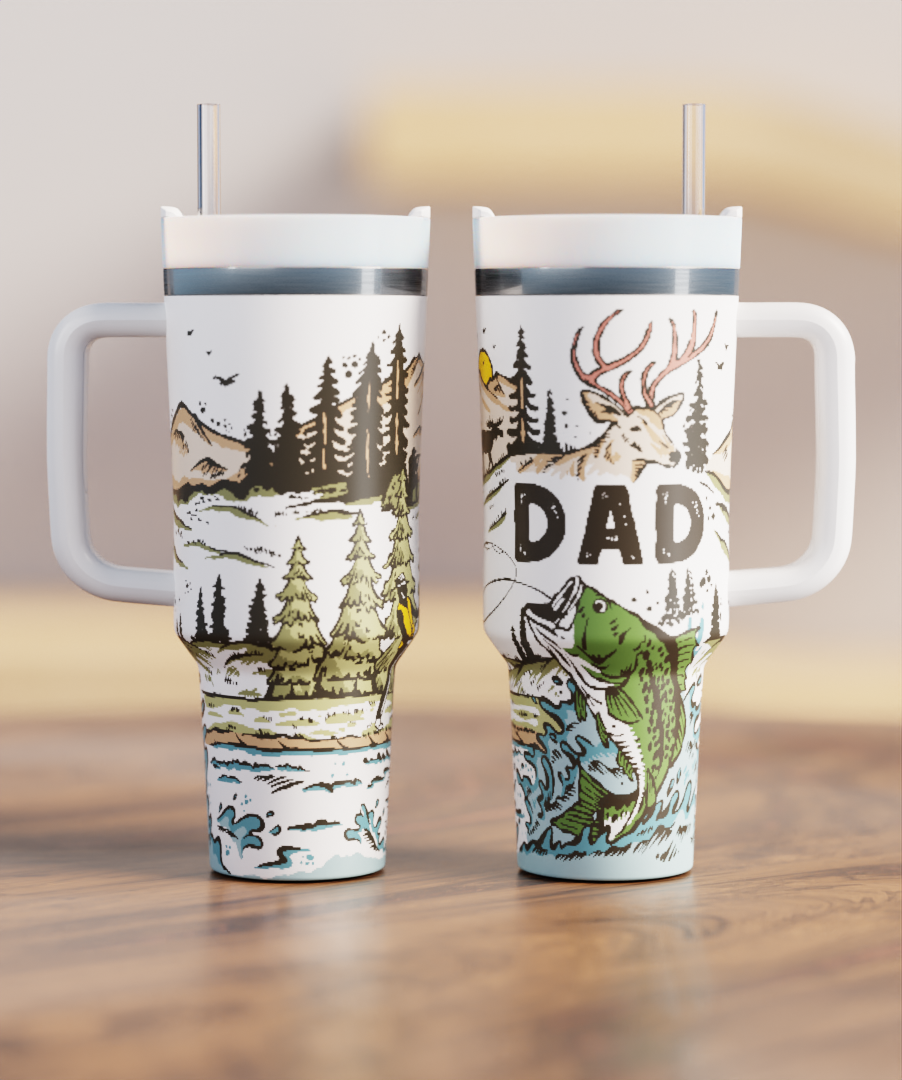 DAD OUTDOORS 40oz CREWCUP (Deer and fishing)
