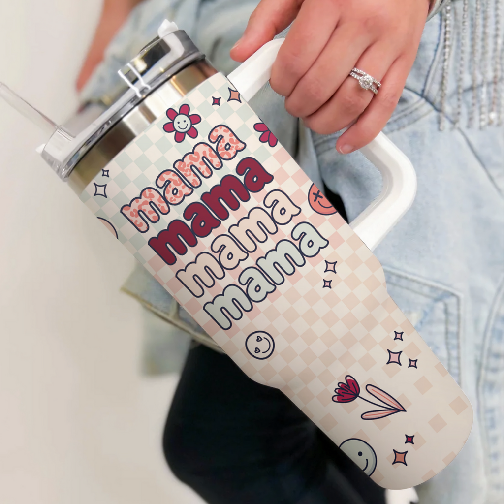 Overstimulated Mom Club 40 Oz Tumbler Cute Mama Tumbler With Handle Tumbler  With Handle Cute Mama Mom Club Tumbler 